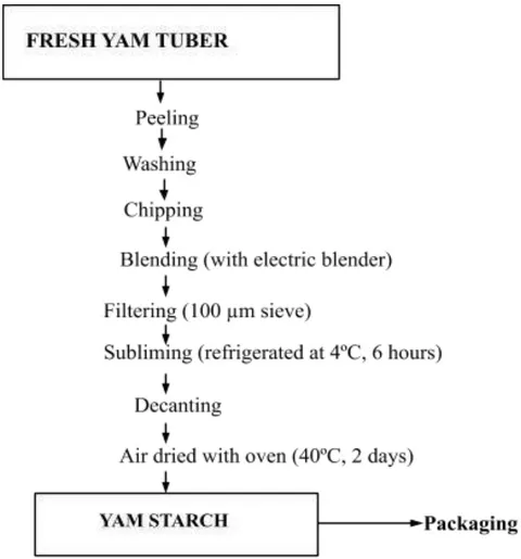 Figure 1: Flow chart for isolation of starch from yam