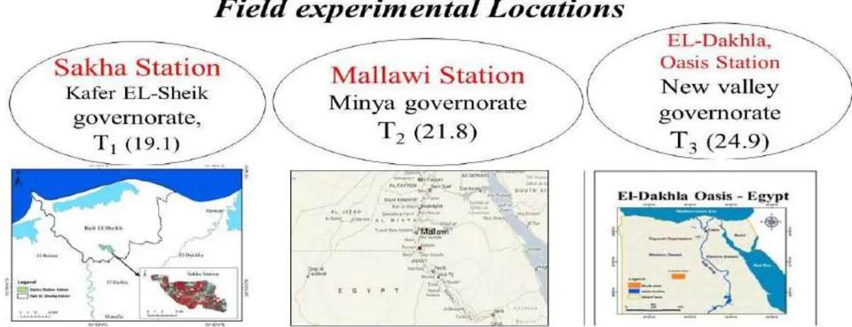 Fig. 1: The maps of Field experimental Locations