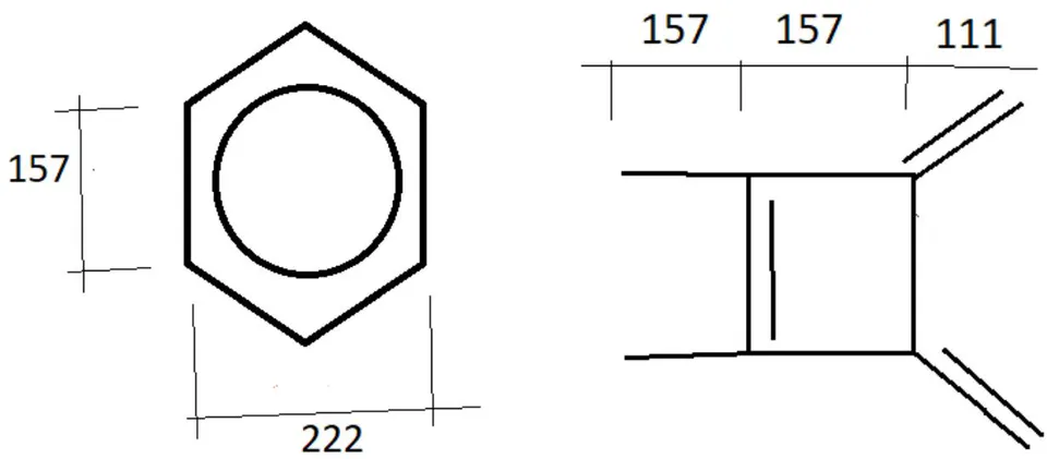 Figure 3: Two architectures for C6H6. The circle represents 3 electrons shared