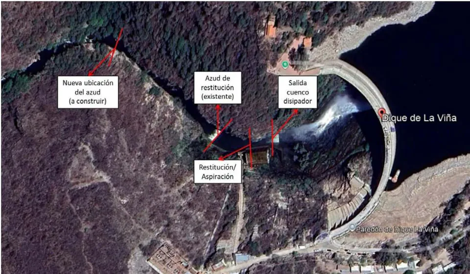 Figura 16: Modificación prevista de la restitución de la central hidroeléctrica La Viña