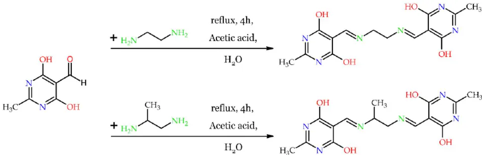 Figure 2: Scheme for the synthesis of bisazomethine derivatives based on