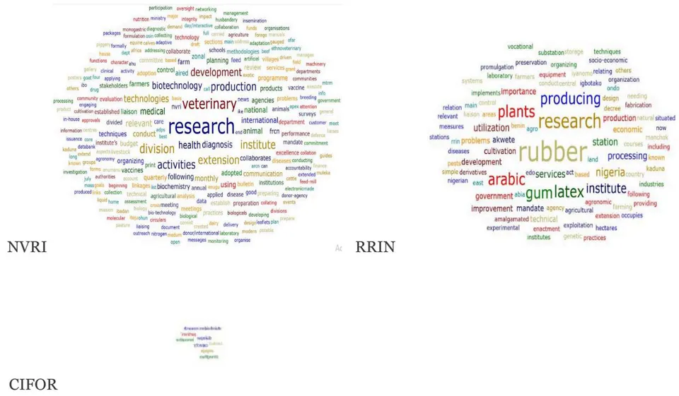 Figure 1: Word Cloud of Activities of Agricultural Research Institutes