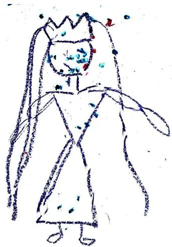 Dibujo de la princesa Peach por niño de 4 años, mostrando una elección de personaje atípica.