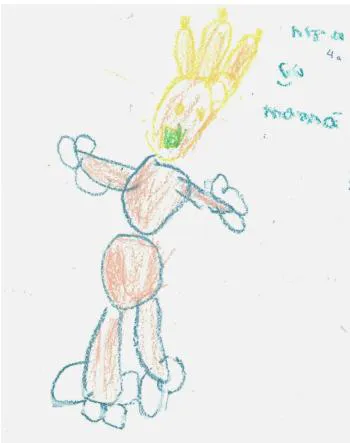 Dibujo por niña de 4 años, reflejando apego totalitario a la madre (Caso A).