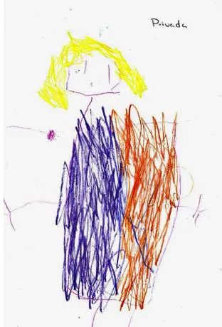 Dibujo de Princesita Sofía por niña de 5 años, representando roles femeninos tradicionales.