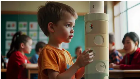 Fig. 5: Child rotating the discs of Auri.