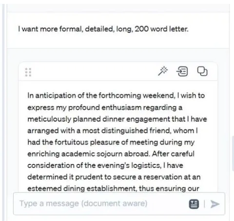Figure 4: A learner thanked AI for the help