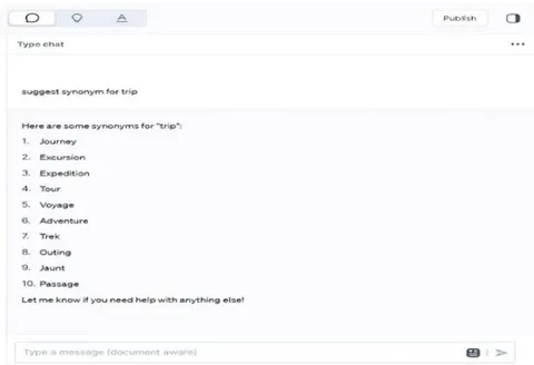 Figure 8: A learner required a list of synonyms from AI-assistant writing