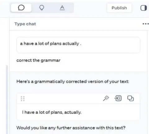 Figure 10: A learner checked the grammar of a complete sentence