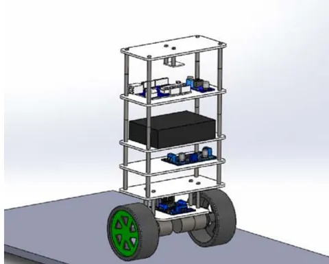 Fig. 1: Designed Structure of Two-Wheeled Balancing Robot in Solidworks Software