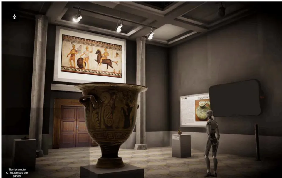 Figure 1: A virtual Museum with an NPC developed by the Teaching Learning Center for Education and Inclusive Technologies – Elisa Frauenfelder.