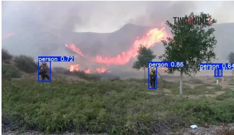 Figure 8: Detection Output: Wildfire with Firefighters